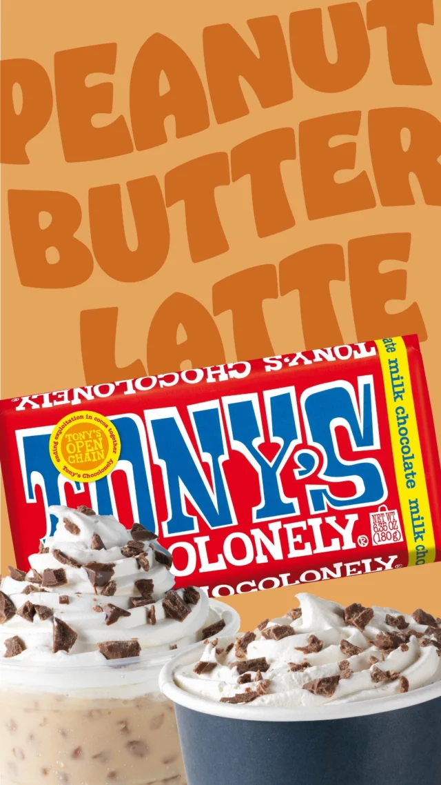 🥜 IT'S PEANUT BUTTER CHOCOLATE TIME! 🍫

Sip by and try our NEW Tony's Chocolonely Peanut Butter Latte, today! Don't forget to Round Up your total and snag your Round Up sticker! ✨